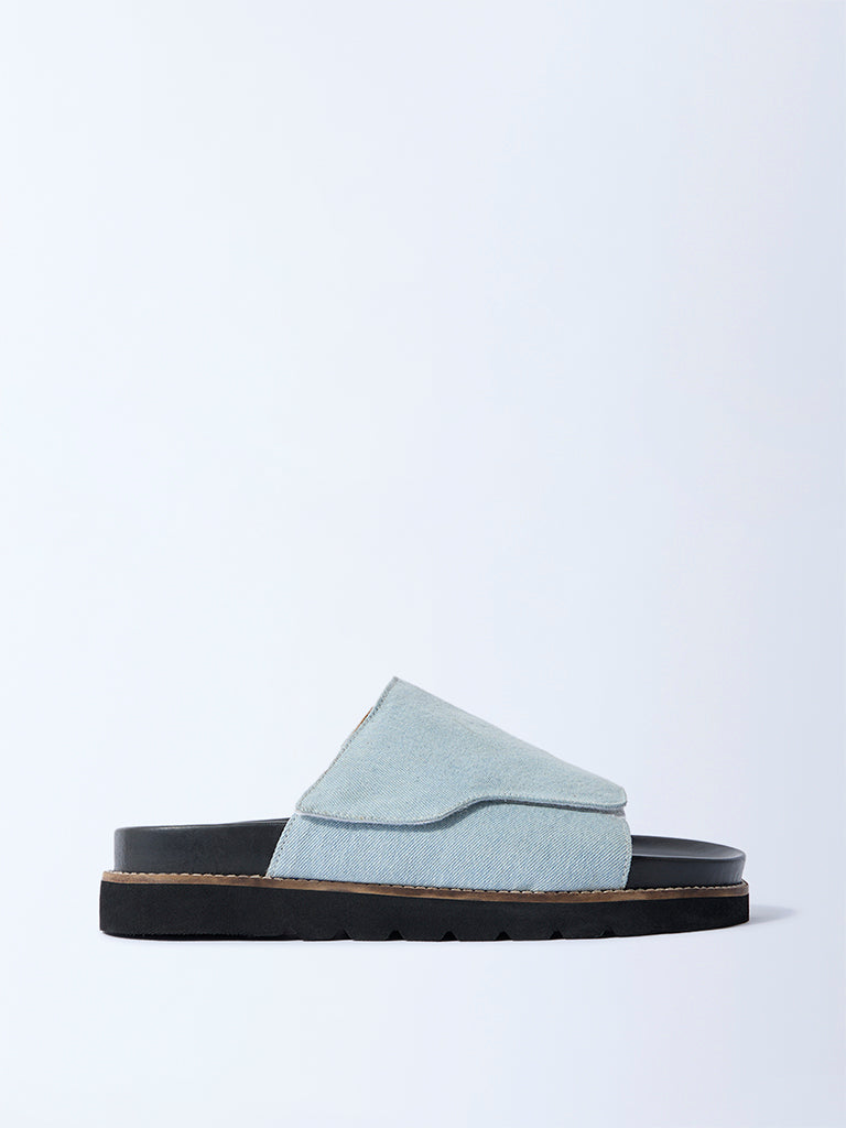 SOLEPLAY Light Blue Denim Pool Slides
