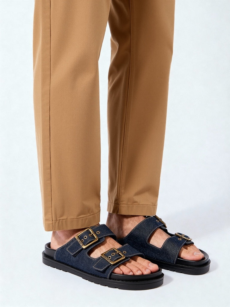 SOLEPLAY Navy Denim Slip-On Sandals - Image 2