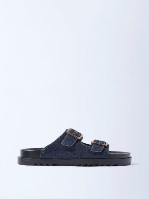 SOLEPLAY Navy Denim Slip-On Sandals
