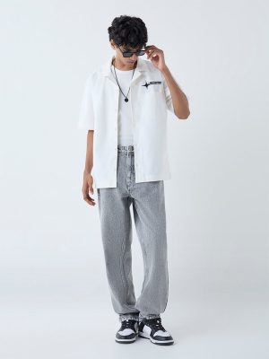 Nuon Grey Faded Relaxed-Fit Mid-Rise Jeans