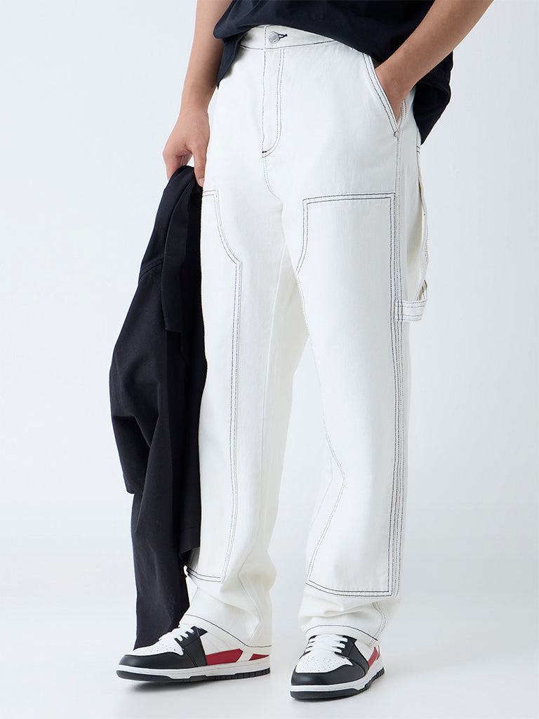Nuon White Relaxed-Fit Mid-Rise Jeans - Image 2
