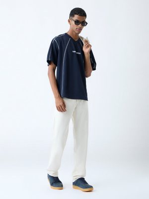 Nuon Off-White Relaxed-Fit Mid-Rise Jeans