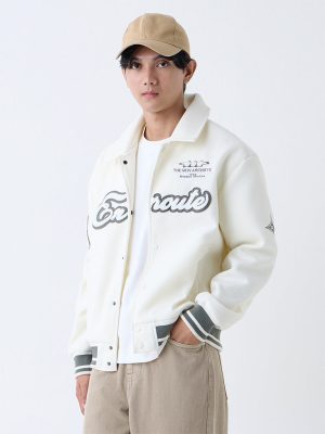 Nuon Off-White Typographic Relaxed-Fit Jacket