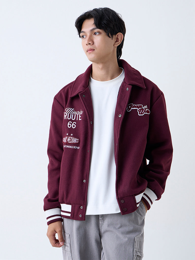 Nuon Wine Typographic Relaxed-Fit Jacket