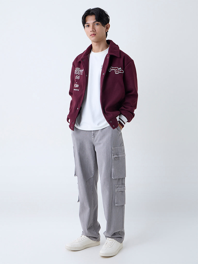 Nuon Wine Typographic Relaxed-Fit Jacket - Image 2