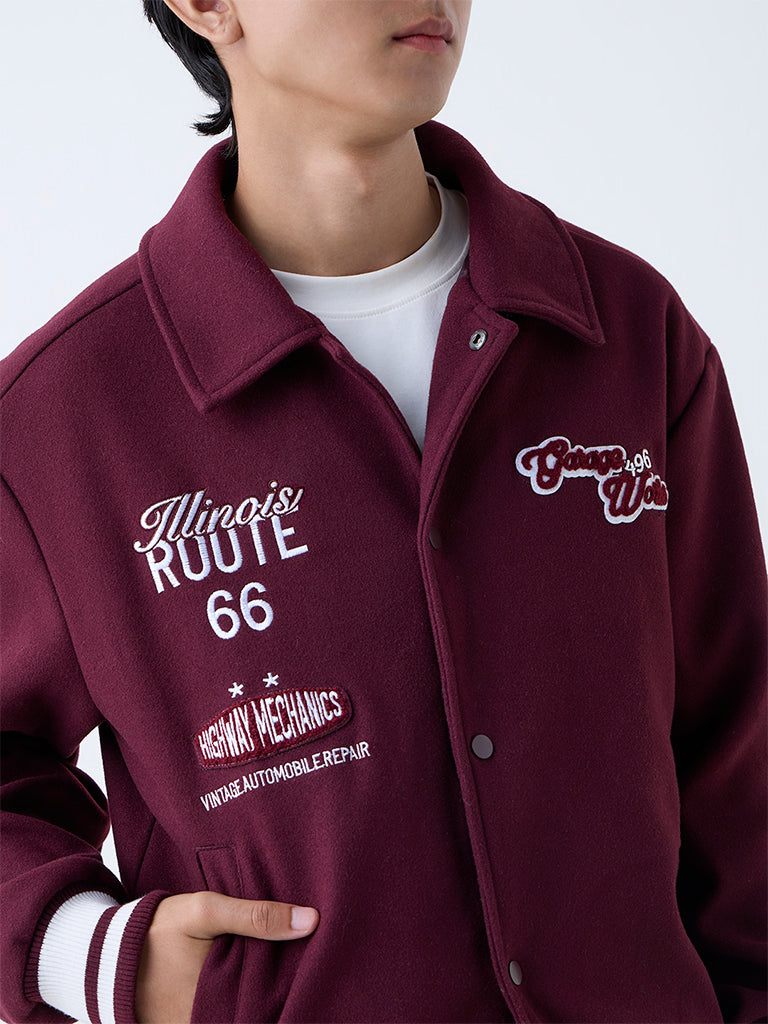 Nuon Wine Typographic Relaxed-Fit Jacket - Image 3