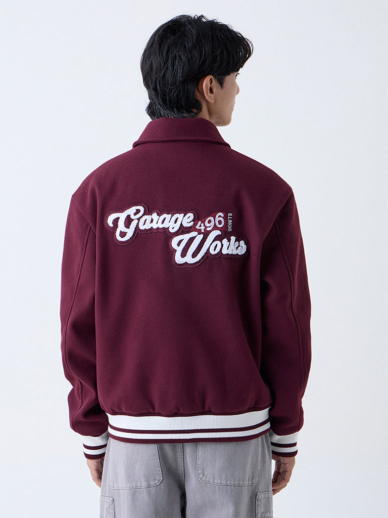 Nuon Wine Typographic Relaxed-Fit Jacket - Image 4