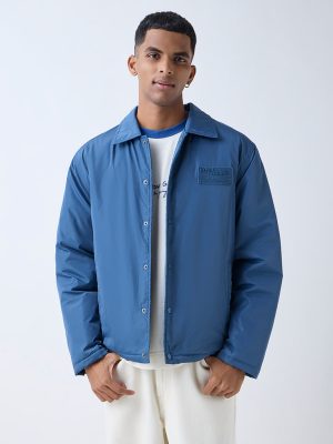 Nuon Blue Solid Relaxed-Fit Jacket