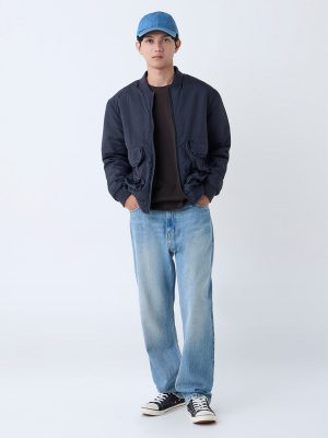 Nuon Black Solid Relaxed-Fit Jacket