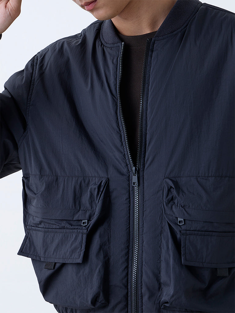 Nuon Black Solid Relaxed-Fit Jacket - Image 3