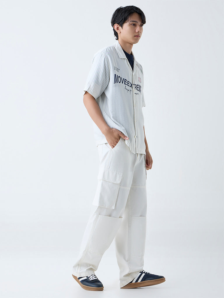 Nuon Off-White Typographic Relaxed-Fit Shirt