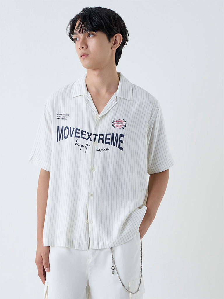 Nuon Off-White Typographic Relaxed-Fit Shirt - Image 2