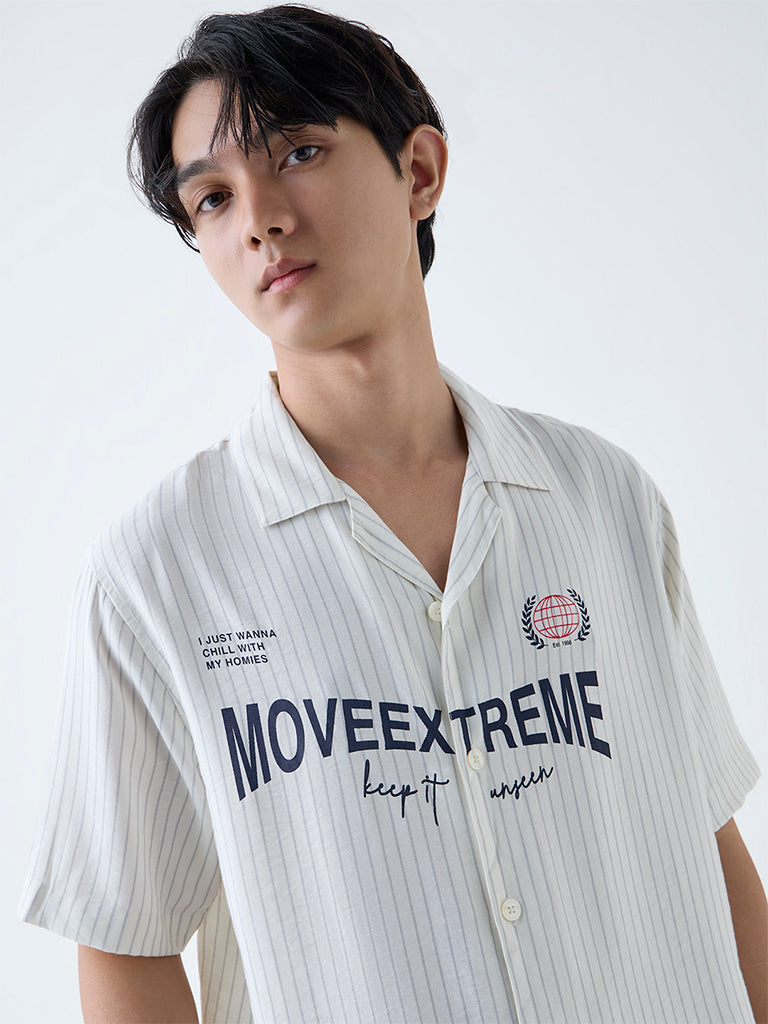 Nuon Off-White Typographic Relaxed-Fit Shirt - Image 3