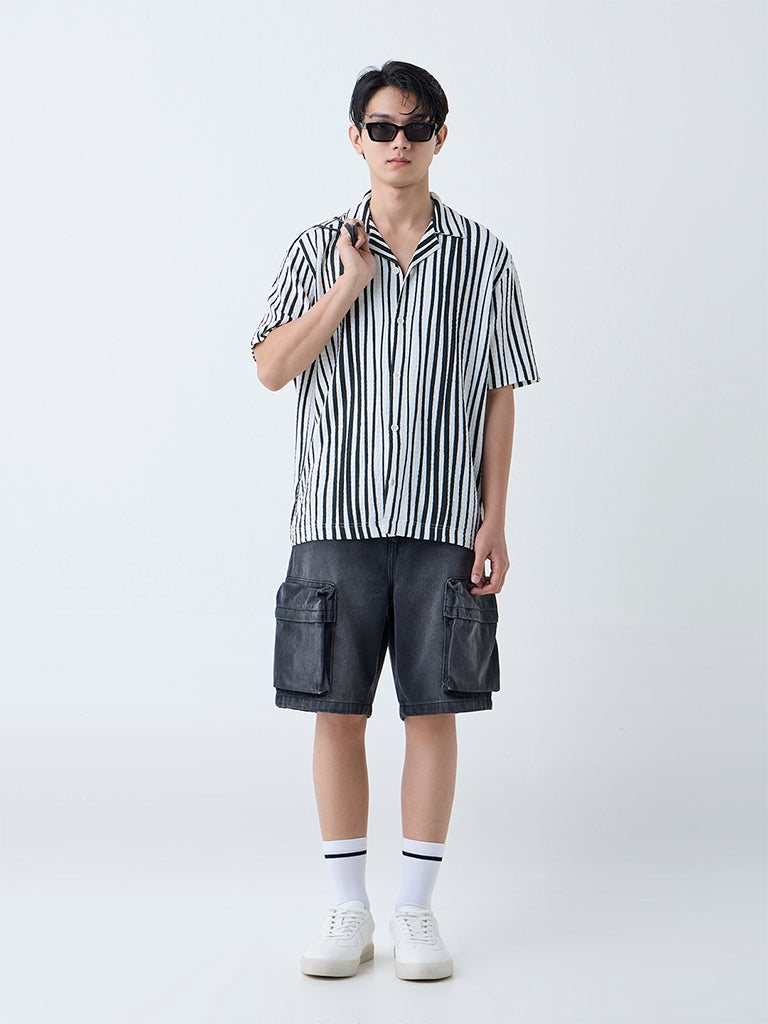 Nuon Black Stripe Relaxed-Fit Shirt - Image 2