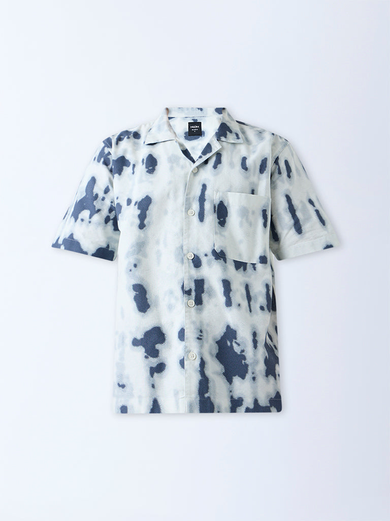 Nuon Indigo Abstract Printed Relaxed-Fit Cotton Shirt - Image 5