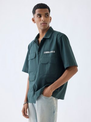 Nuon Green Relaxed-Fit Cotton-Blend Shirt
