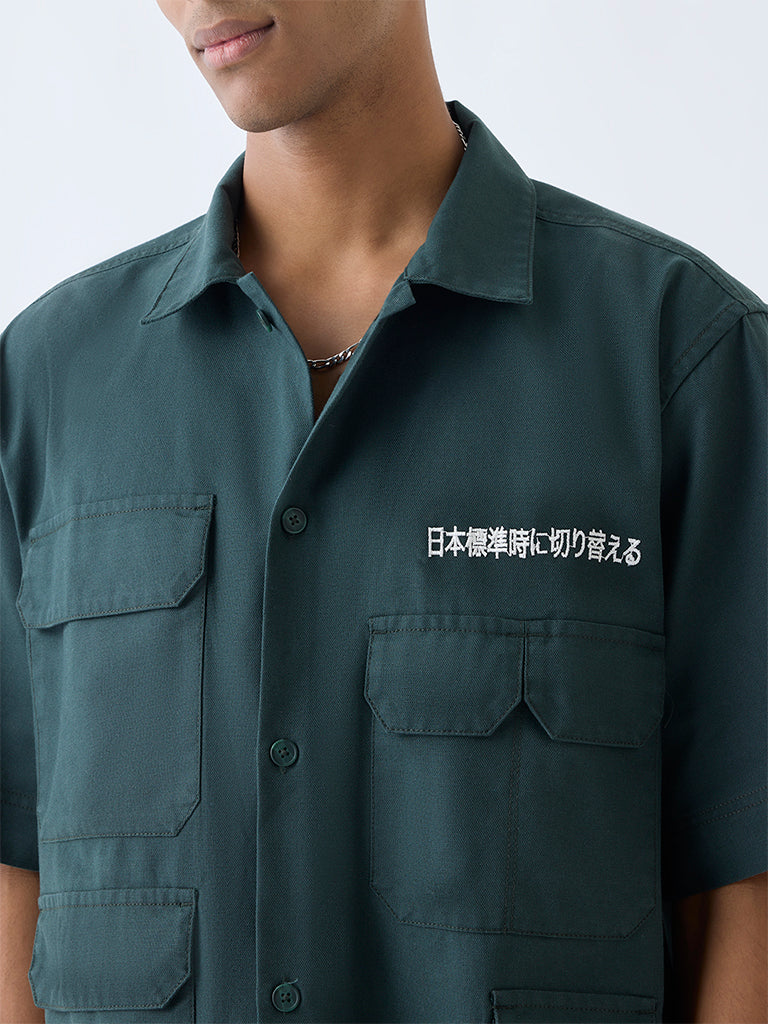 Nuon Green Relaxed-Fit Cotton-Blend Shirt - Image 3