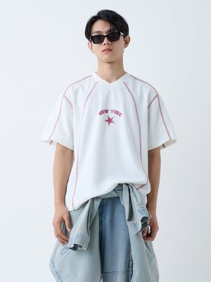 Nuon White Text Printed Relaxed-Fit T-Shirt
