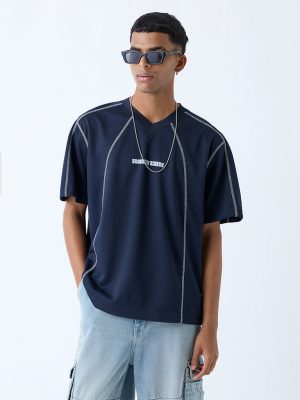 Nuon Navy Typographic Relaxed-Fit T-Shirt