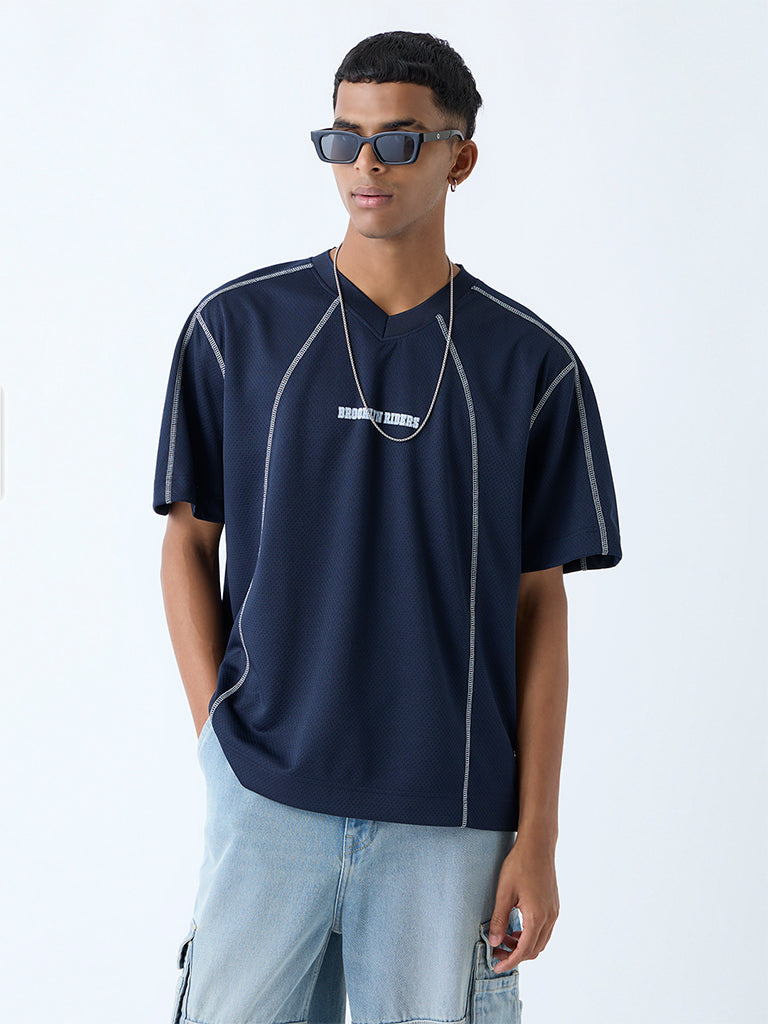 Nuon Navy Typographic Relaxed-Fit T-Shirt