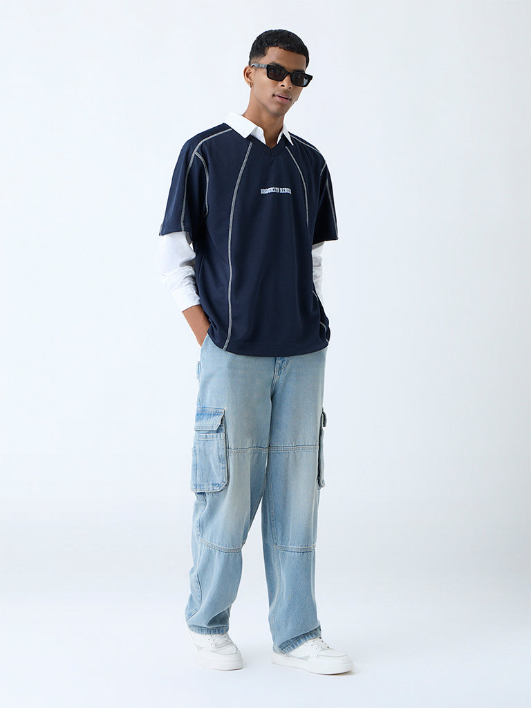 Nuon Navy Typographic Relaxed-Fit T-Shirt - Image 2