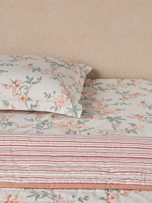 Westside Home Orange Foliage Pattern Reversible Quilted Single Bed Comforter