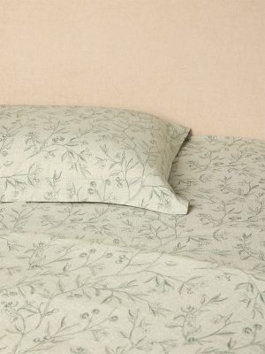 Westside Home Light Sage Berry Design King Bed Sheet Set