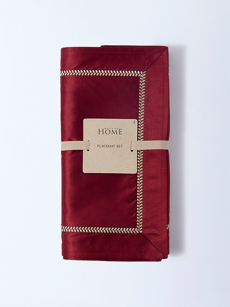 Westside Home Red Satin Placemats (Set of 4)