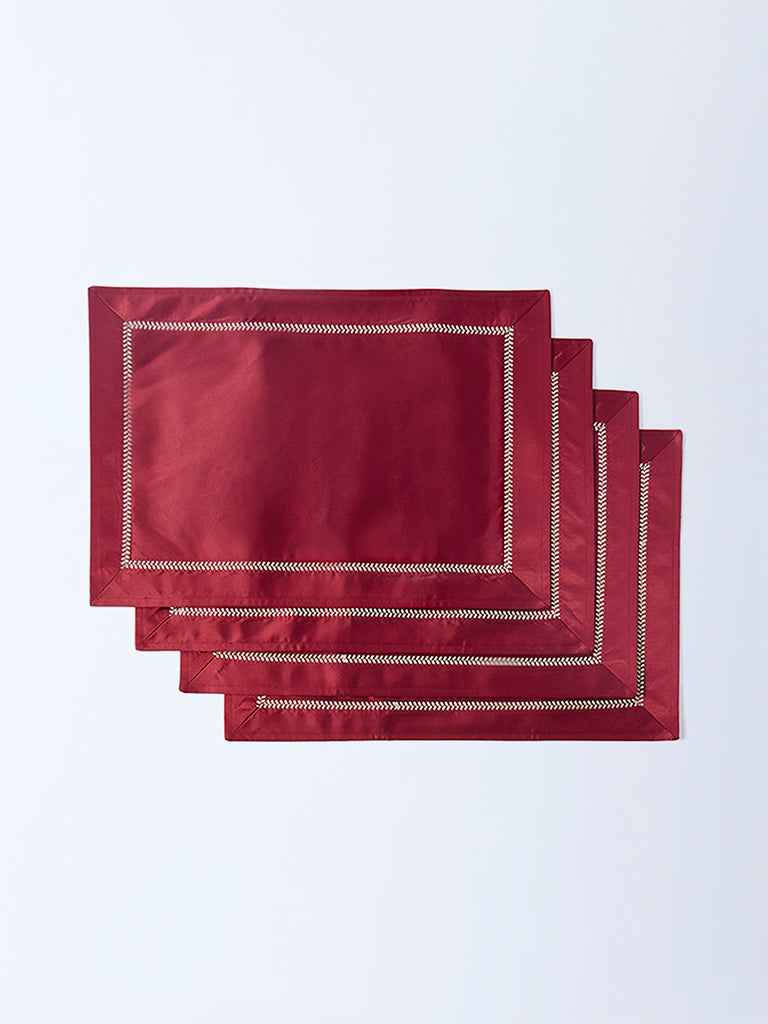 Westside Home Red Satin Placemats (Set of 4) - Image 2