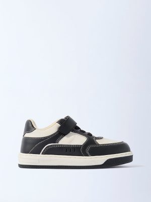 Yellow Black Colour-Blocked Lace-Up Sneakers