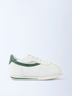 Yellow White Colour-Block Lace-Up Sneakers