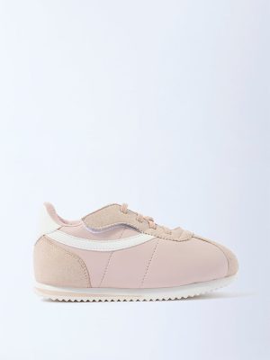 Yellow Pink Suede Lace-Up Sneakers