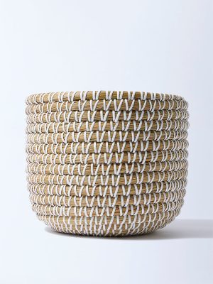 Westside Home Beige Woven-Textured Planter