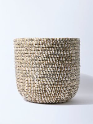 Westside Home Beige Woven-Textured Planter