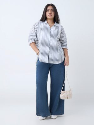Gia White Stripe Cotton Shirt
