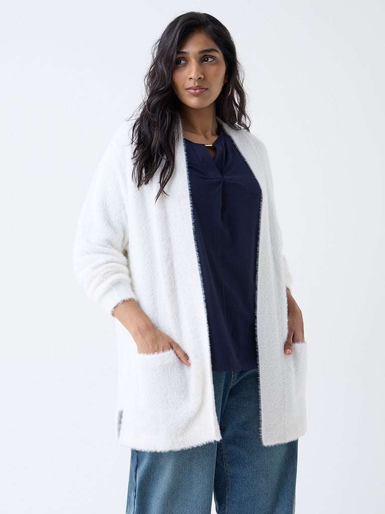 Gia Off-White Fleece-Textured Shrug