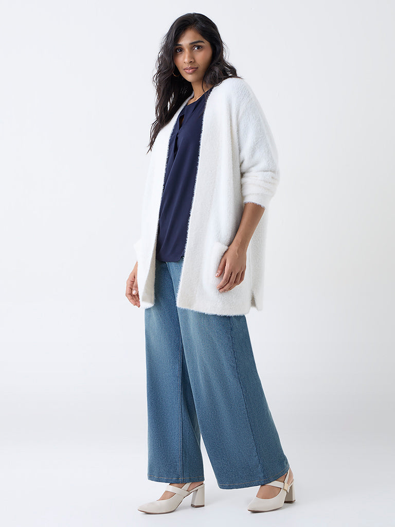 Gia Off-White Fleece-Textured Shrug - Image 2