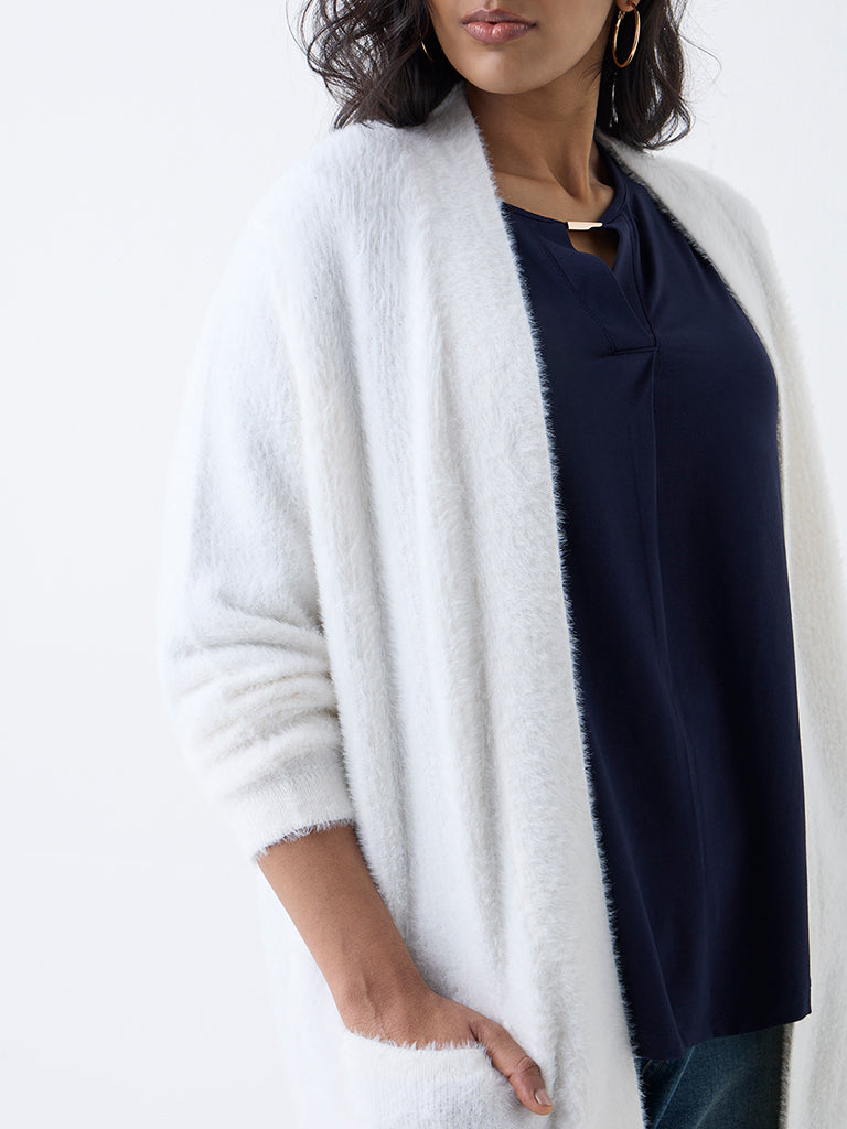 Gia Off-White Fleece-Textured Shrug - Image 3