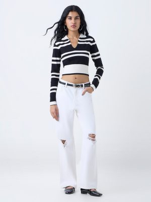 Nuon Black Stripe Printed Top