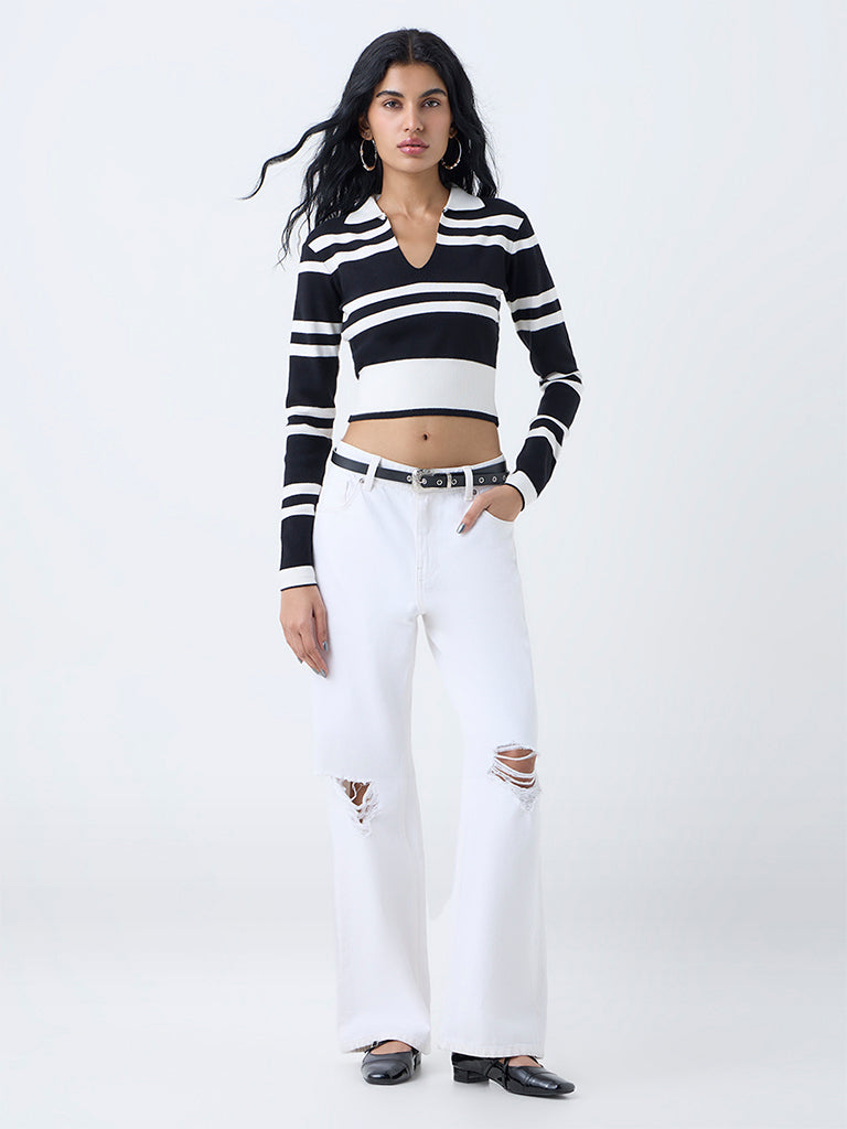 Nuon Black Stripe Printed Top