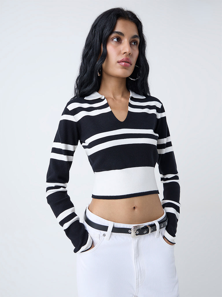 Nuon Black Stripe Printed Top - Image 2