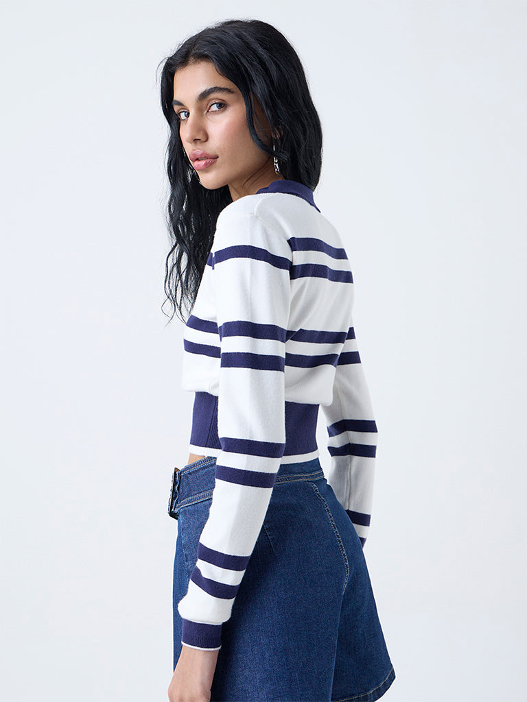 Nuon Navy Stripe Printed Top - Image 4