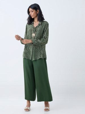 Zuba Dark Green Bandhani Printed Tunic