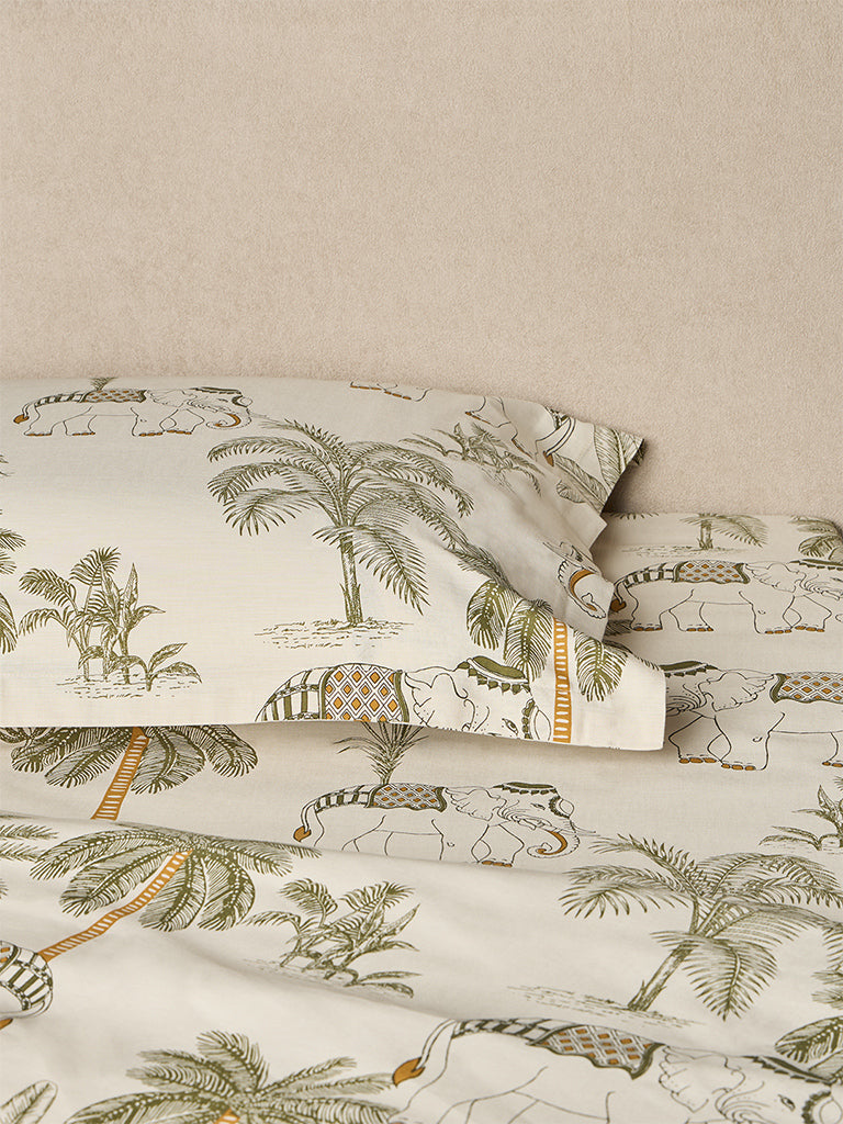 Westside Home Multicolour Elephant Design Queen Bed Sheet Set