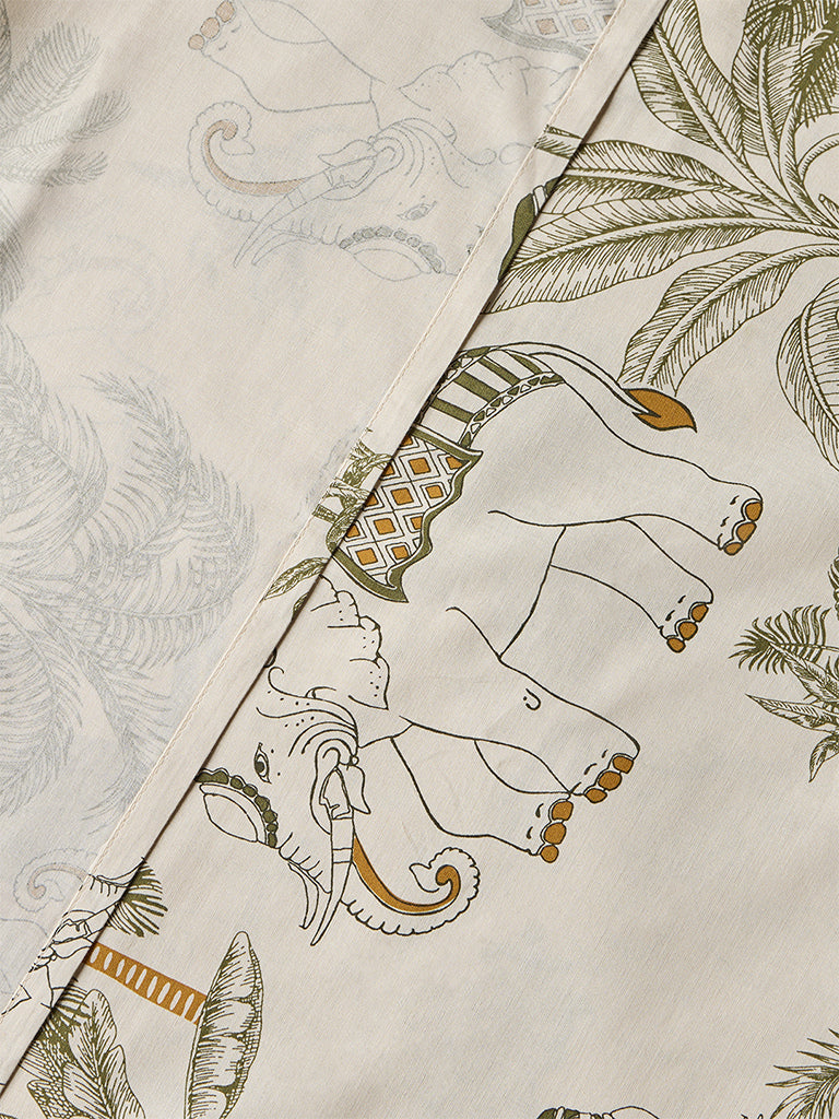 Westside Home Multicolour Elephant Design Queen Bed Sheet Set - Image 3