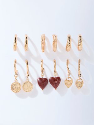 Westside Accessories Gold Dangler and Hoop Earrings Set - Pack of 6