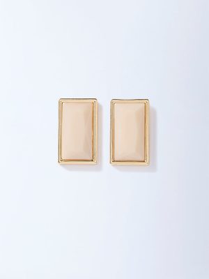 Westside Accessories Beige Resin-Detailed Stud Earrings