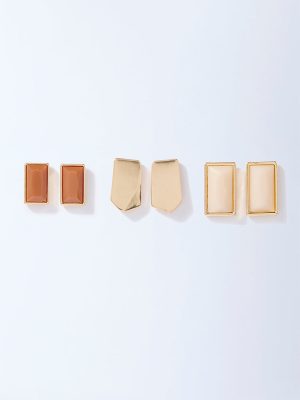 Westside Accessories Multicolour Resin-Detailed Stud Earrings Set - Pack of 3