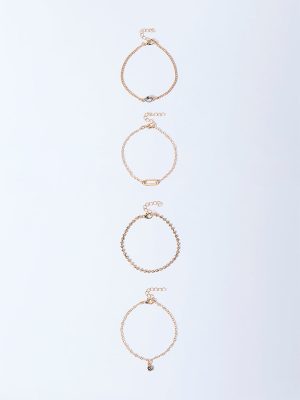 Westside Accessories Gold Embellished Chain Bracelet Set - Pack of 4