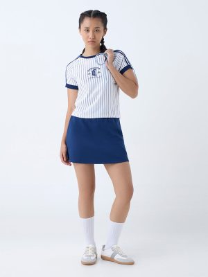 Studiofit Navy Solid High-Rise Skirt